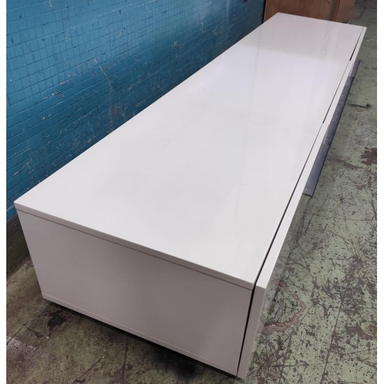 white lacquer six-foot TV cabinet (65% new)