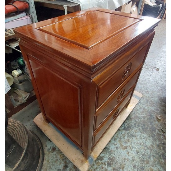 Refurbished rosewood three-drawer cabinet
