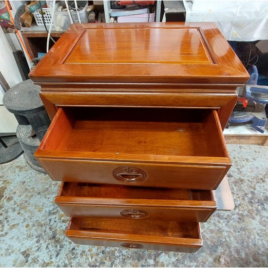 Refurbished rosewood three-drawer cabinet