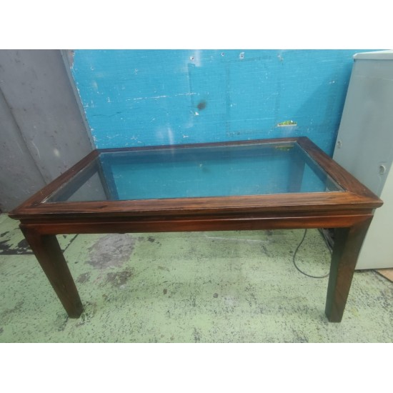 Camphor wood glass dining table