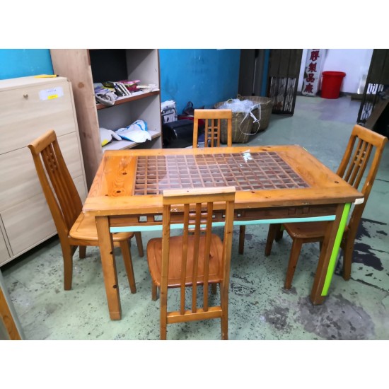 Solid wood glass dining table (chairs not included) (70% new)