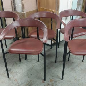 Five metal-legged dining chairs (70% new)