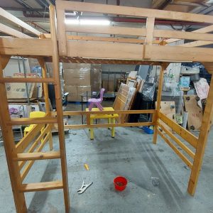 Four-foot pine loft bed (70% new)