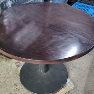 Solid wood round table with iron legs (70% new)