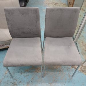 Fabric-Upholstered Metal Dining Chairs (2 pcs) (70% New) Dimensions: 44 cm (W) x 48 cm (L) x 83 cm (H)