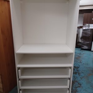 Pure white wardrobe with no doors (70% new) Dimensions: 100CM (width) * 59CM (depth) * 202CM (height)