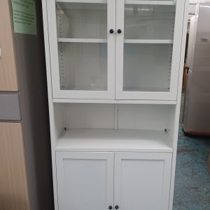 Glass and Metal Storage Cabinet (75% New) Dimensions: 80 cm (W) × 36 cm (D) × 201 cm (H)