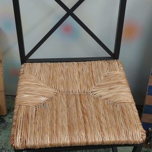 Rattan-Seated, Metal-Legged Dining Chairs (Set of 3) (70% New) - Dimensions: 41 cm (W) x 41 cm (D) x 85 cm (H)