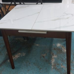 Solid wood and marble hinged dining table (75% new) Dimensions: 91-121cm (width) * 70cm (depth) * 76cm (height)