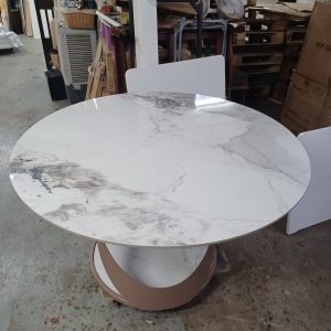 Beautiful Marble Dining Table (75% New) Dimensions: 130 (W) × 130 cm (D) × 85 cm (H)